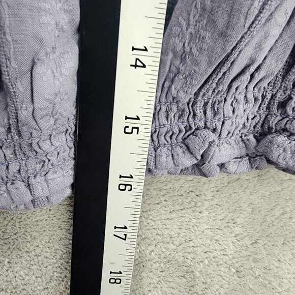 Womans Blue Universal Thread Embroidered Crop Top Balloon Sleeve V Neck Size XXL - Picture 9 of 9